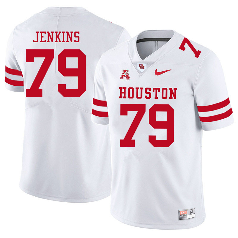 Men #79 Tank Jenkins Houston Cougars College Football Jerseys Sale-White - Click Image to Close